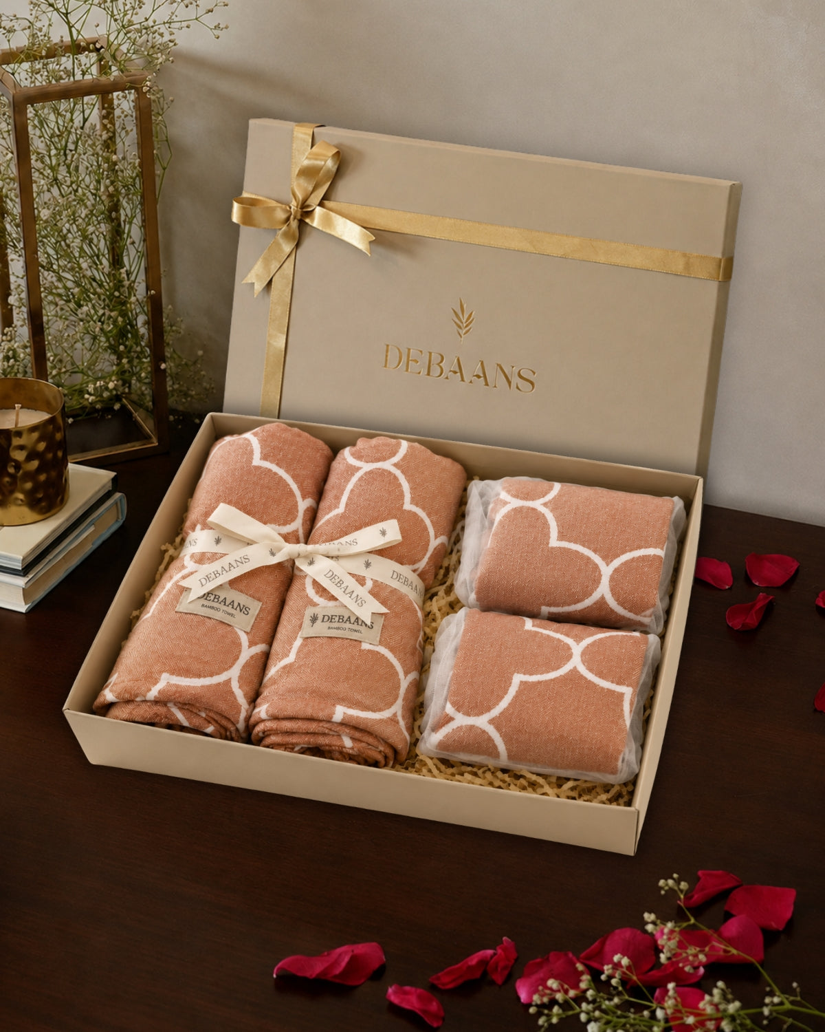 4 pc jacquard towel gift set‚ 2 bath + 2 hand