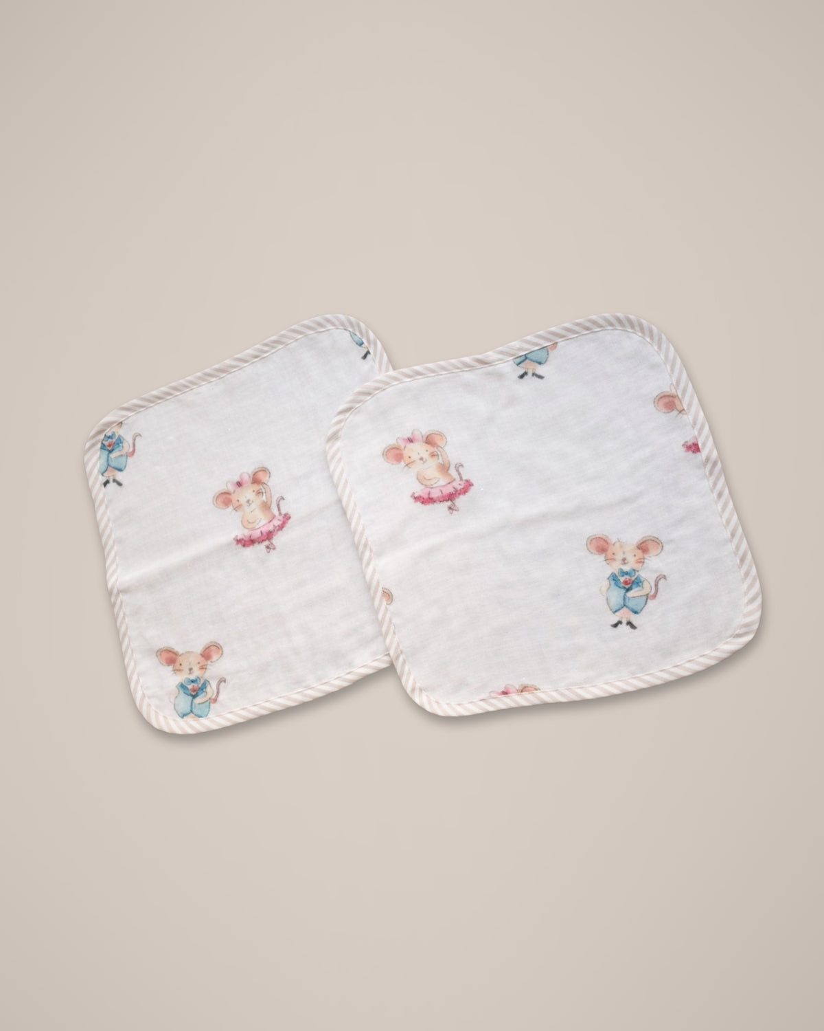 Set of 2 Bamboo washcloths | Mice