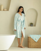 Botanica Jacquard Bamboo Bathrobes | Sky Blue