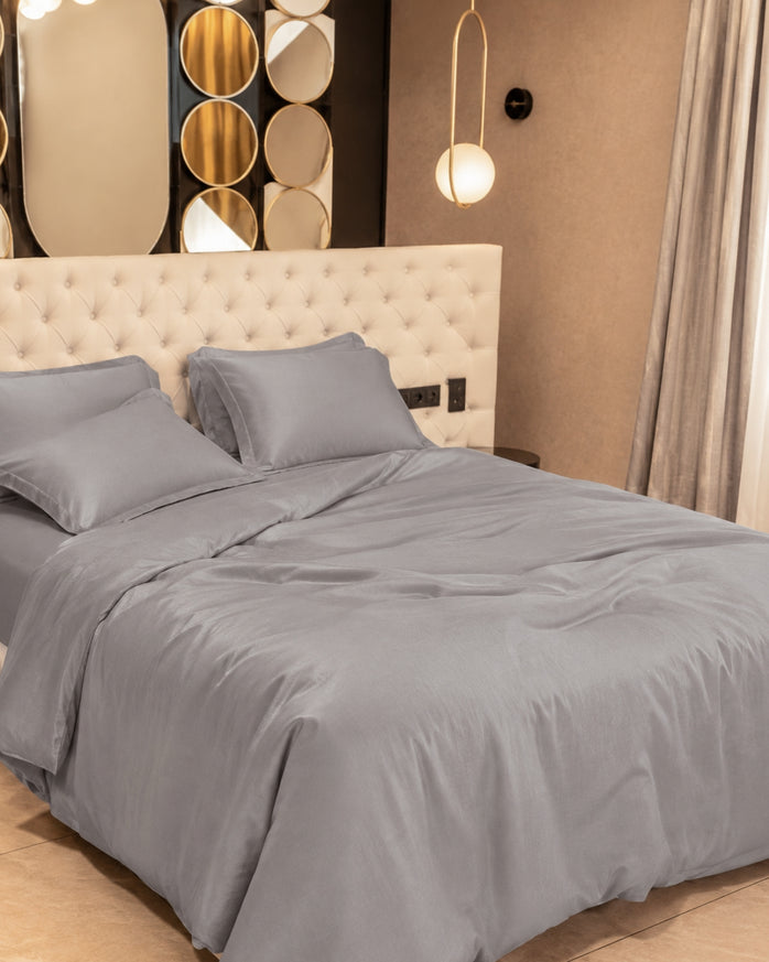 Grey Bamboo King Duvet Cover Set
