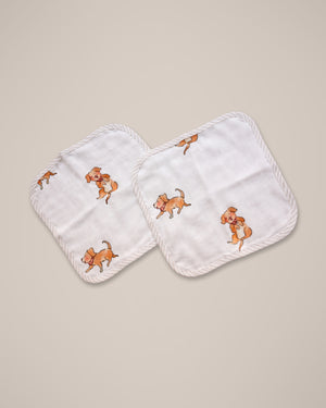 Set of 2 Bamboo washcloths | Dog