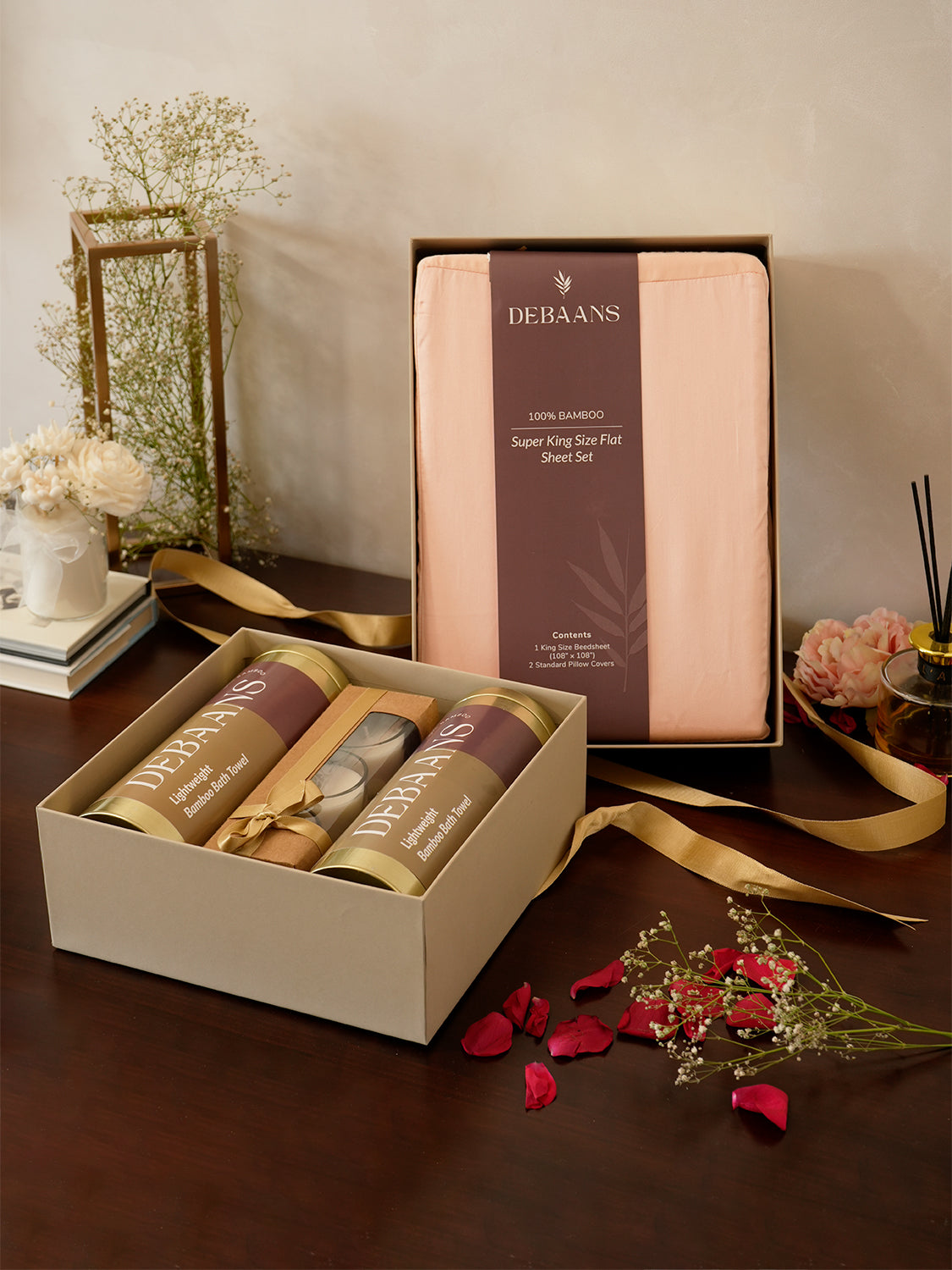 The Ultimate Gift set – Bedsheet + 2 Classic towels + Candles