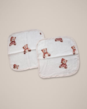 Set of 2 Bamboo washcloths | Teddy