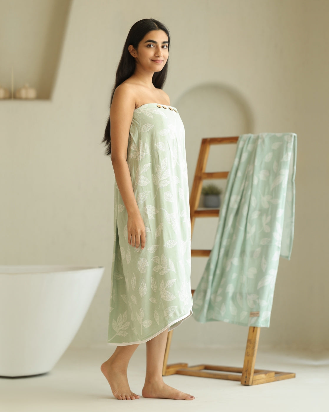 Bamboo jacquard body wrap | Meadow Green