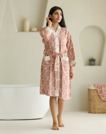 Quatrefoil Jacquard Bamboo Bathrobes | Rust