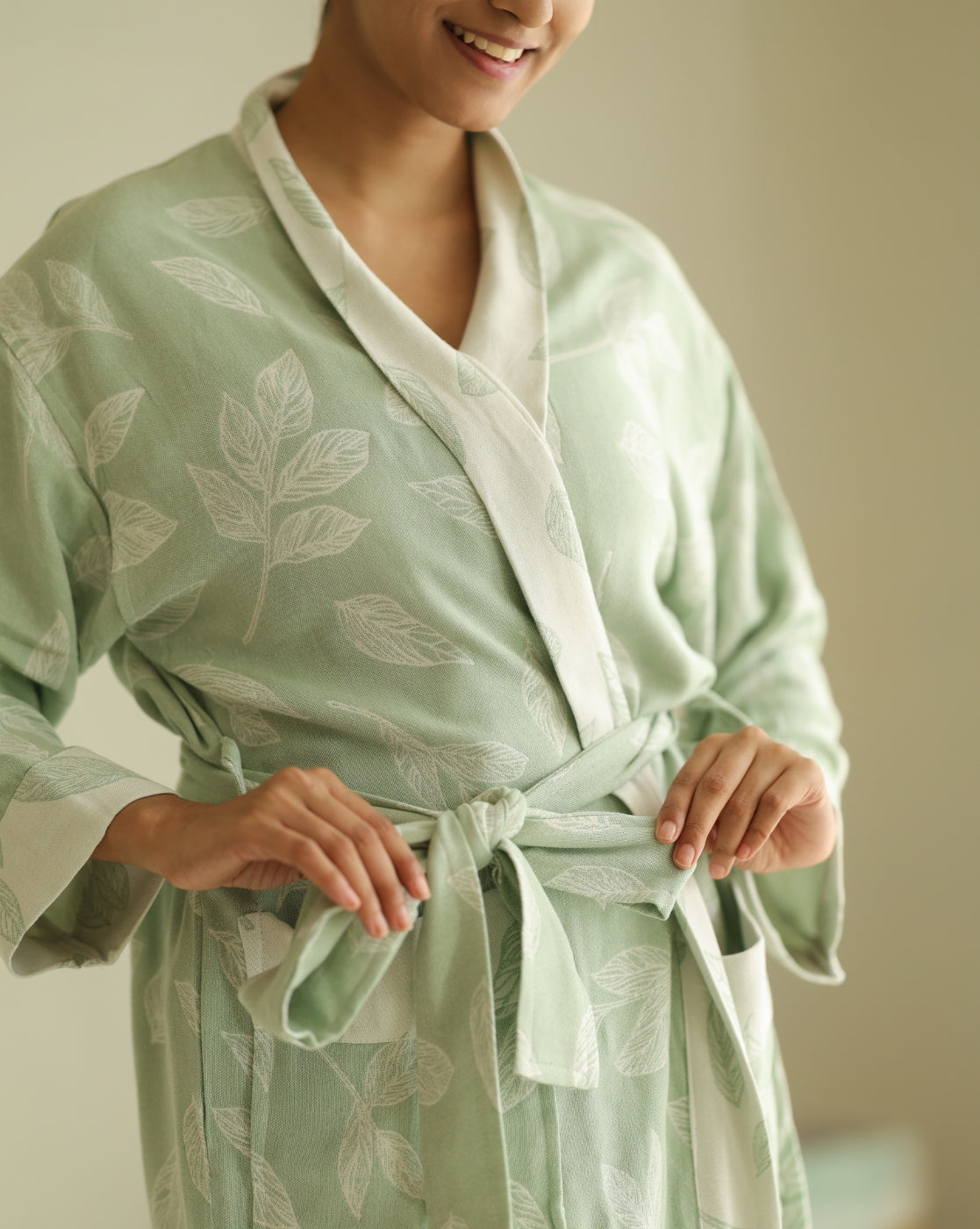 Botanica Jacquard Bamboo Bathrobes | Meadow Green