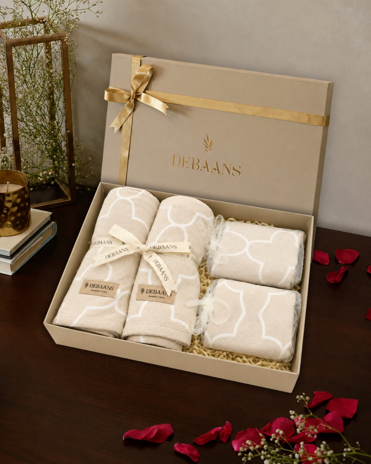 4 pc jacquard towel gift set‚ 2 bath + 2 hand
