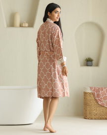 Quatrefoil Jacquard Bamboo Bathrobes | Rust