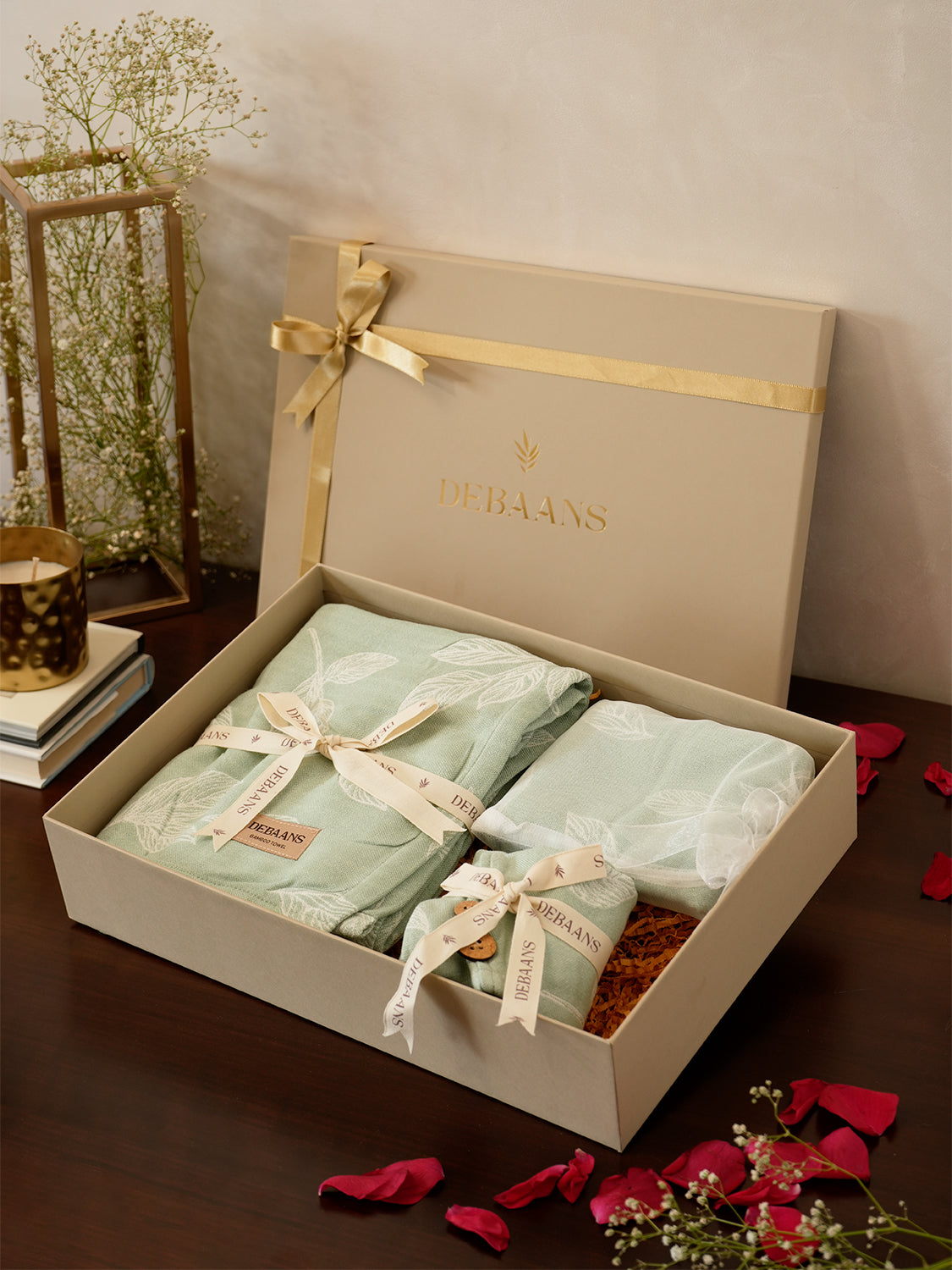 4 pc towel gift set – 1 bath + 2 hand + 1 hair towel