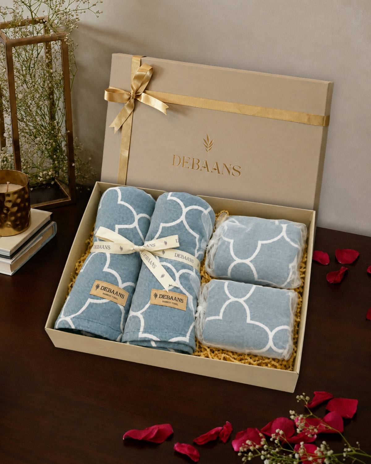 4 pc jacquard towel gift set‚ 2 bath + 2 hand