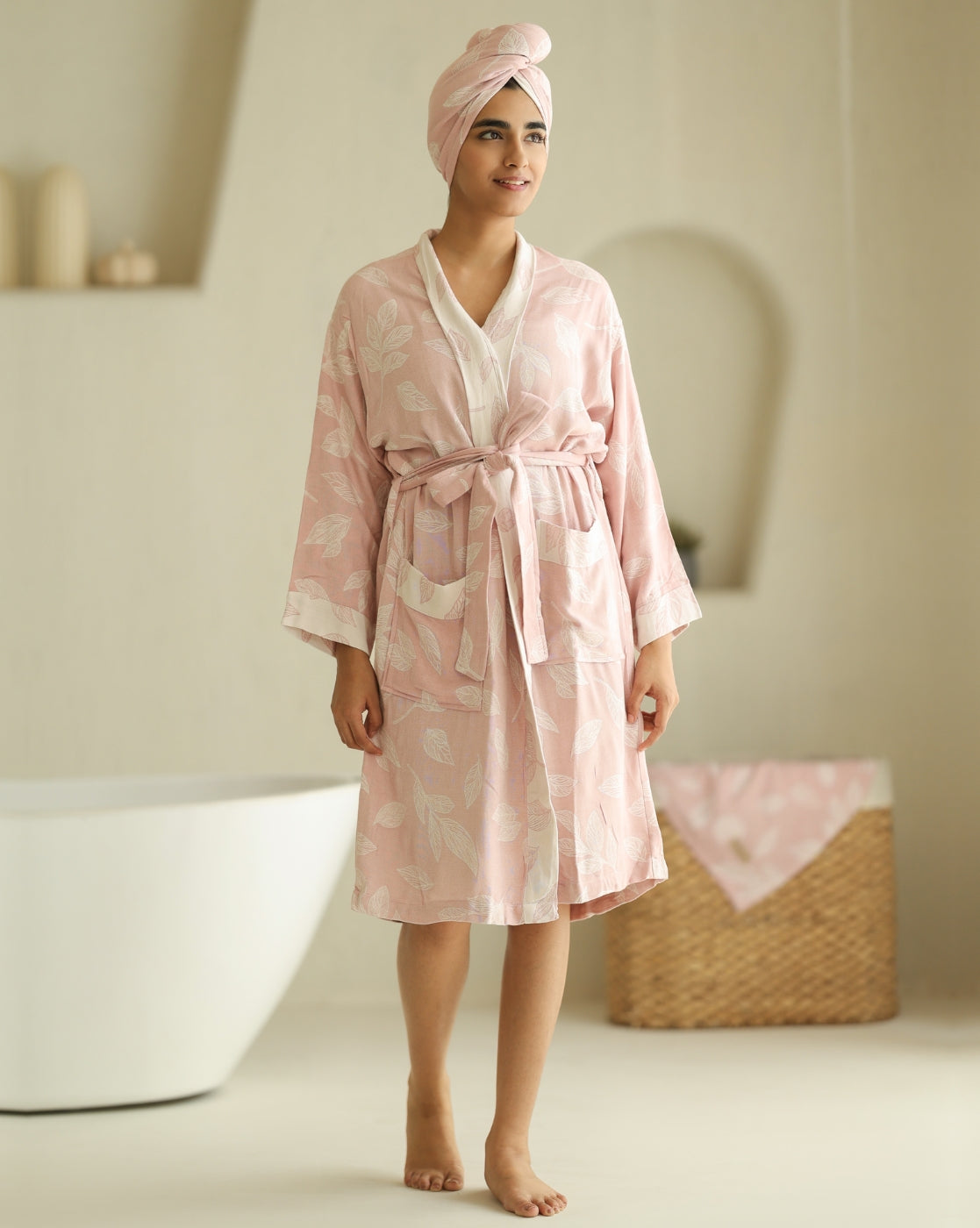 Botanica Jacquard Bamboo Bathrobes | Blossom Pink