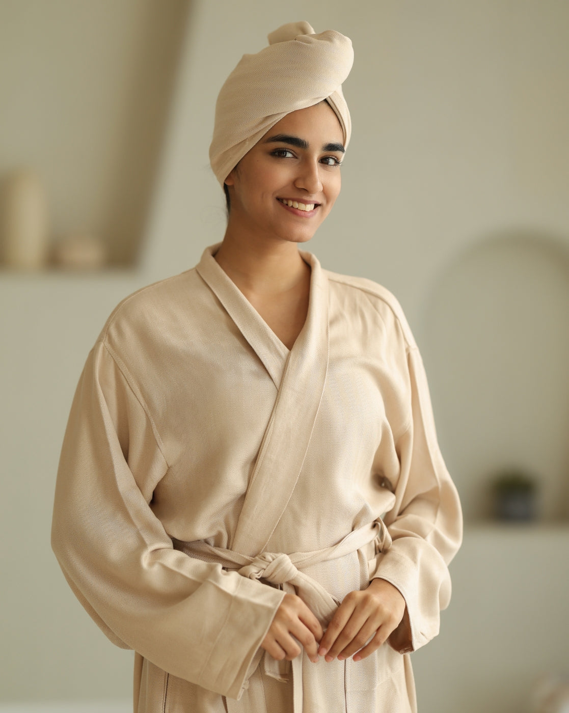Beige Bamboo Bathrobes