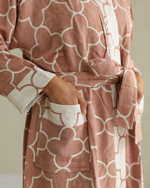 Quatrefoil Jacquard Bamboo Bathrobes | Rust