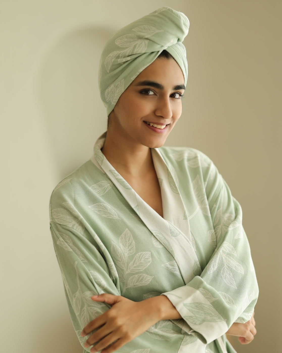 Botanica Jacquard Bamboo Bathrobes | Meadow Green