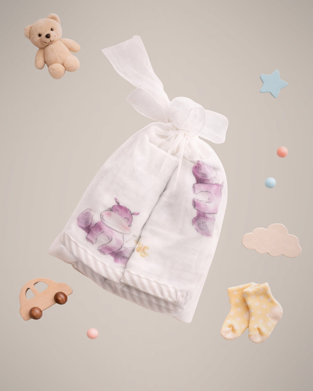 Set of 2 Bamboo washcloths | Hippo