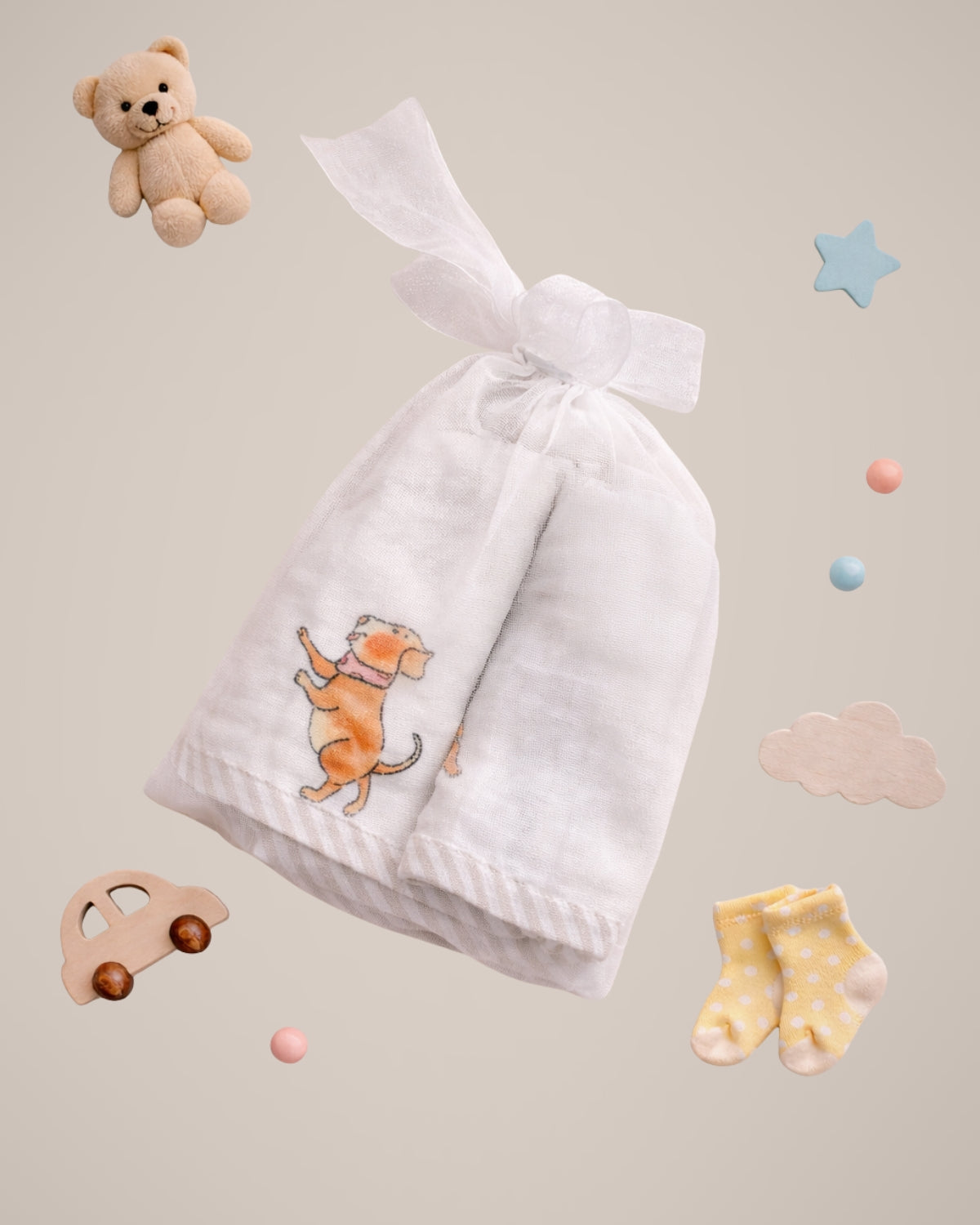 Set of 2 Bamboo washcloths | Dog