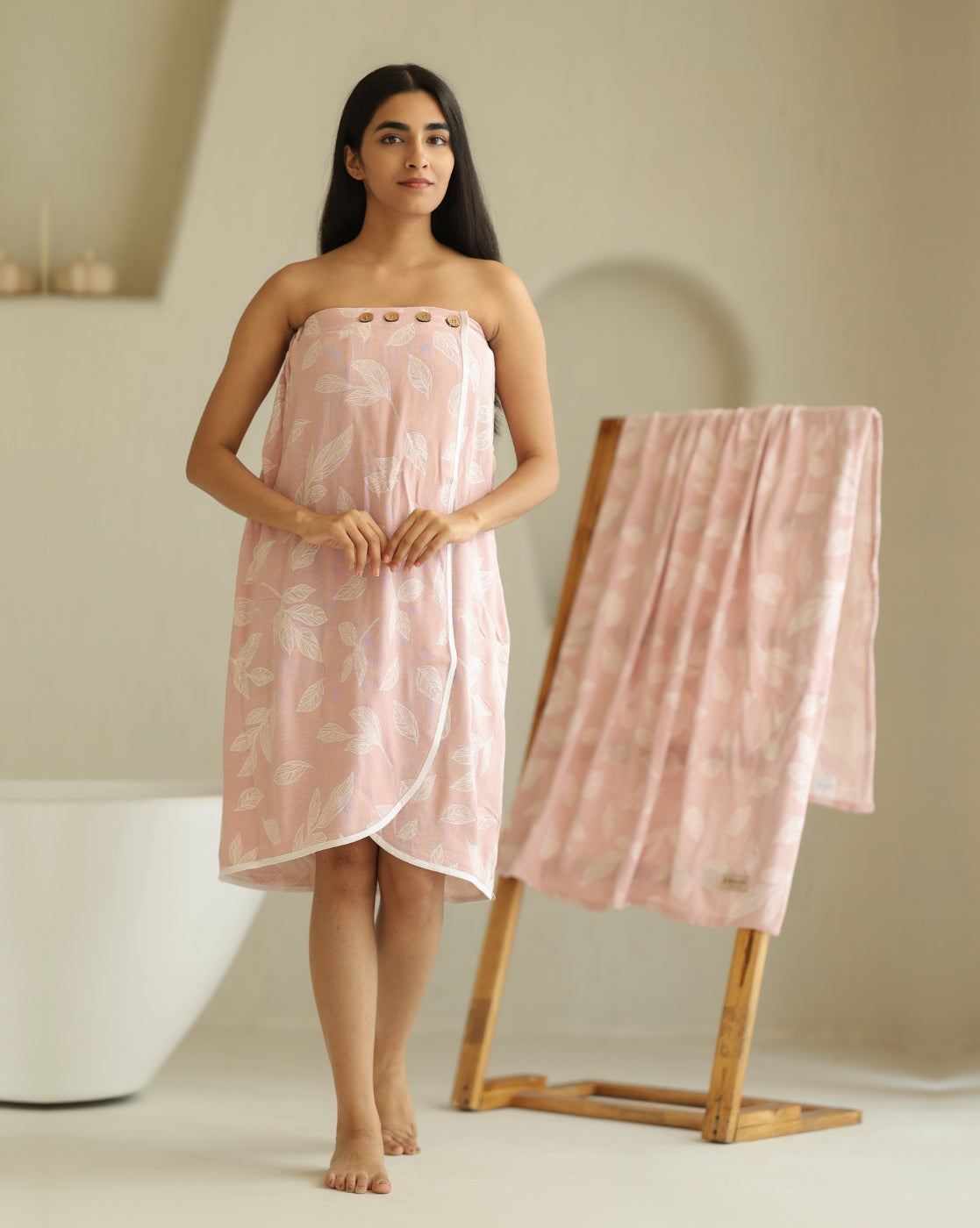 Bamboo jacquard body wrap | Blossom Pink