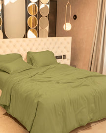 Green Bamboo King Duvet Cover Set