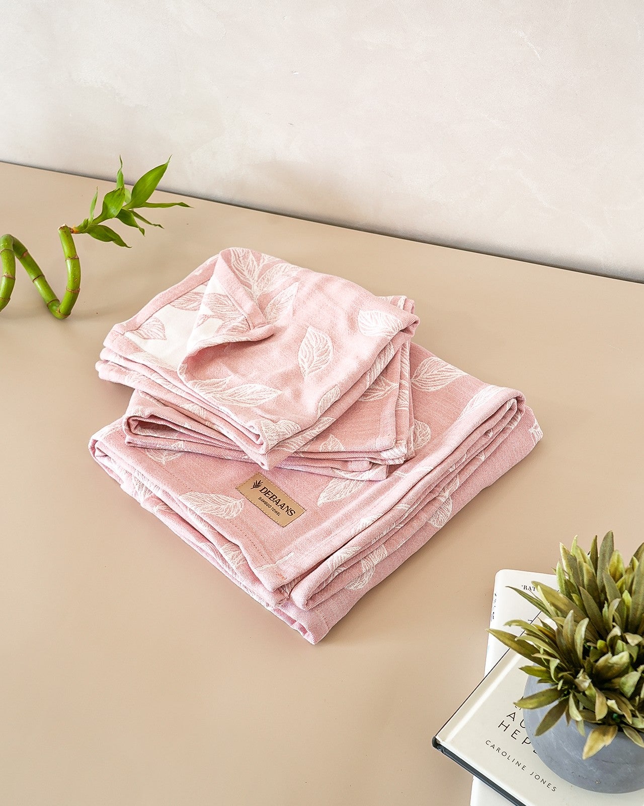 Set of 2 Hand Towels + 1 Bath Towel | Botanica Jacquard  | Blossom  Pink