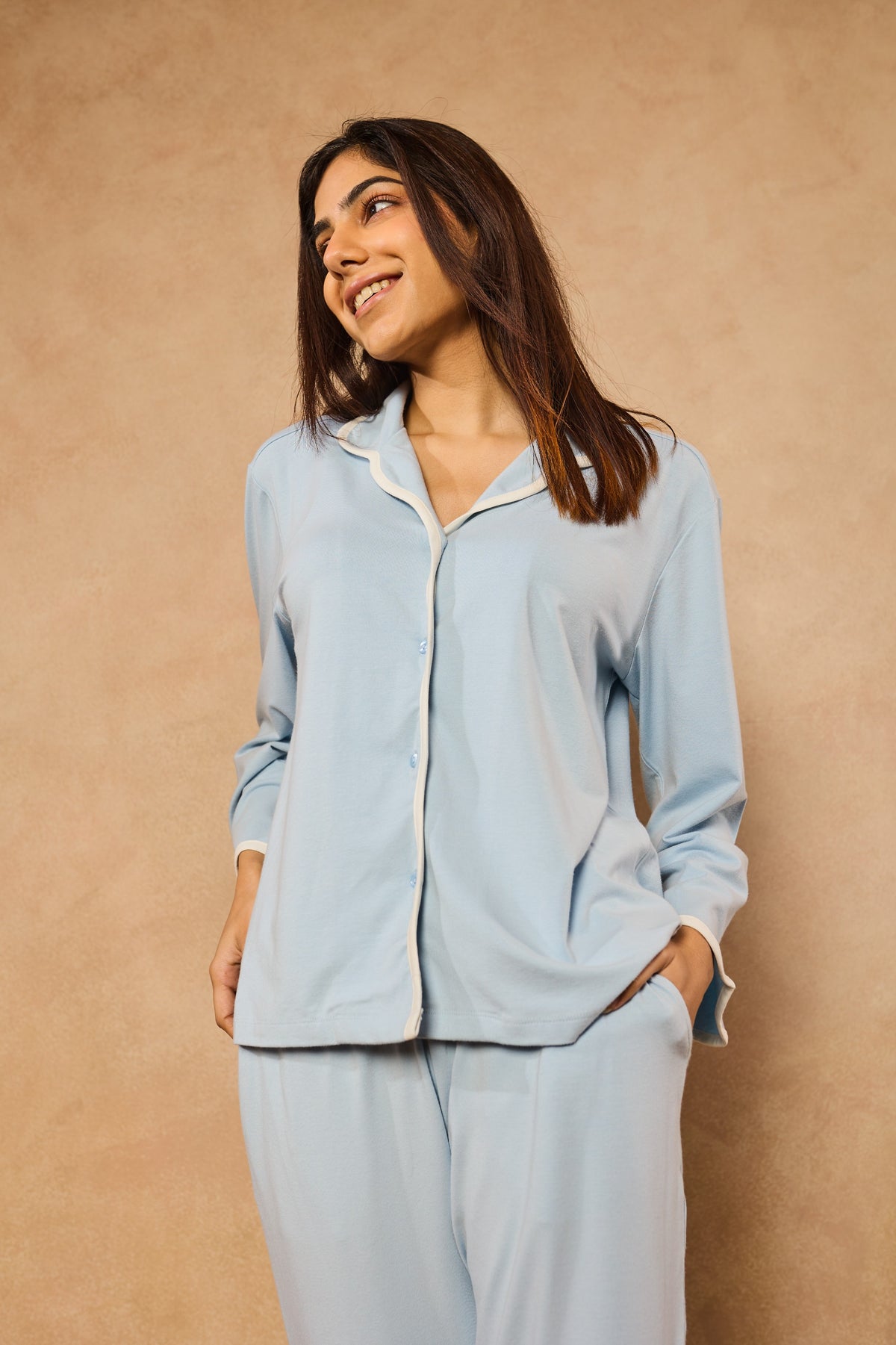 Anna Ocean Waves PJ Set - Sky Blue
