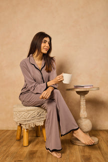 Anna Ocean Waves PJ Set - Steel Gray