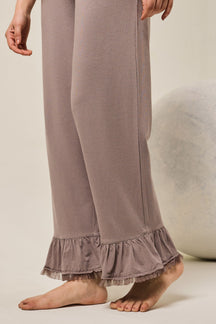 Grace Organza Frill Wrap Top Lounge Set - Steel Gray