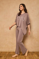 Irena Flamingo Kaftan Lounge Set ‚ Steel Gray