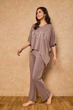 Irena Flamingo Kaftan Lounge Set ‚ Steel Gray