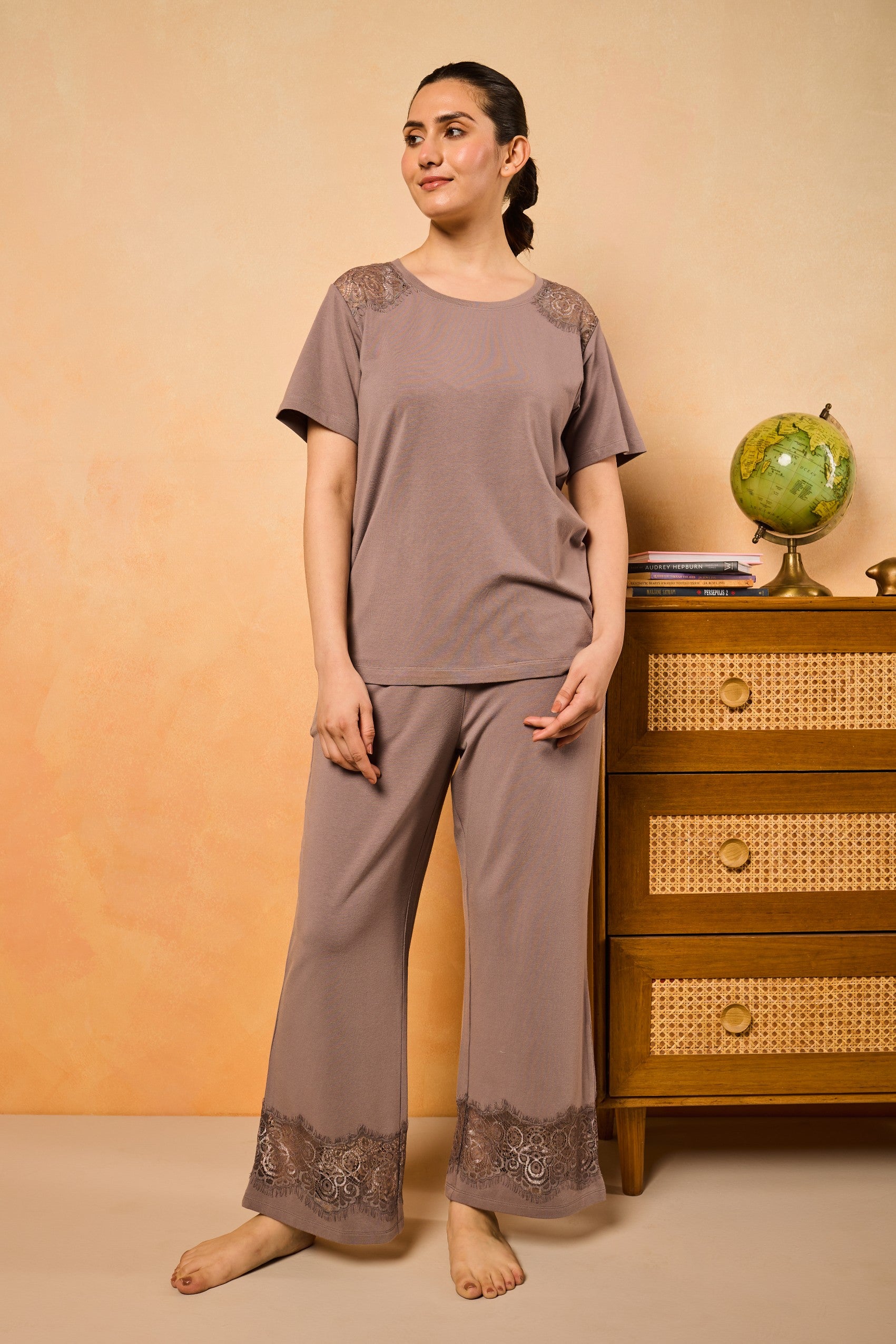 Zoe Lace Dreams PJ Set - Steel Gray