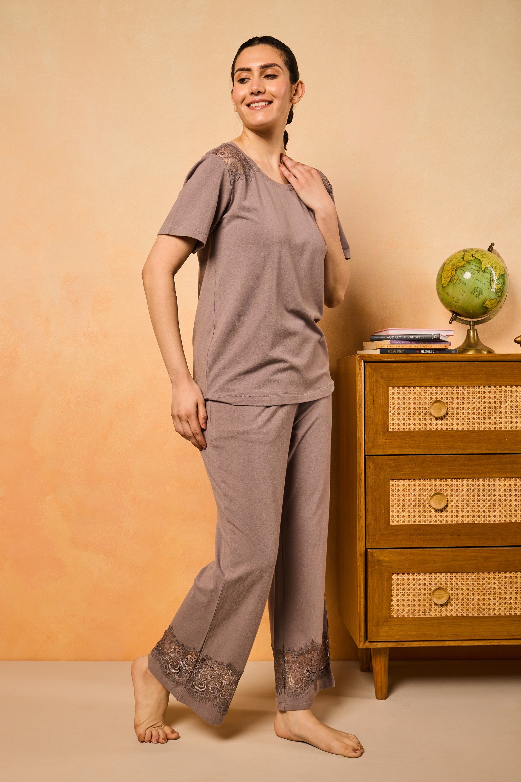 Zoe Lace Dreams PJ Set - Steel Gray