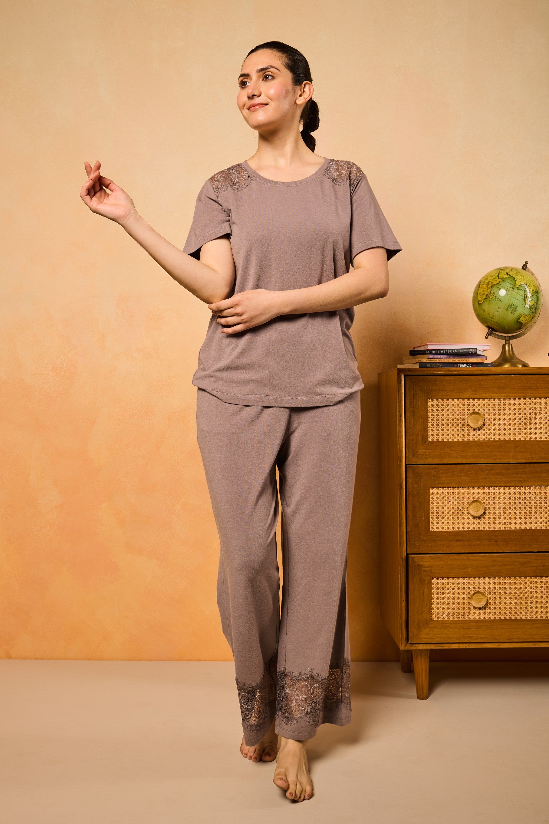 Zoe Lace Dreams PJ Set - Steel Gray