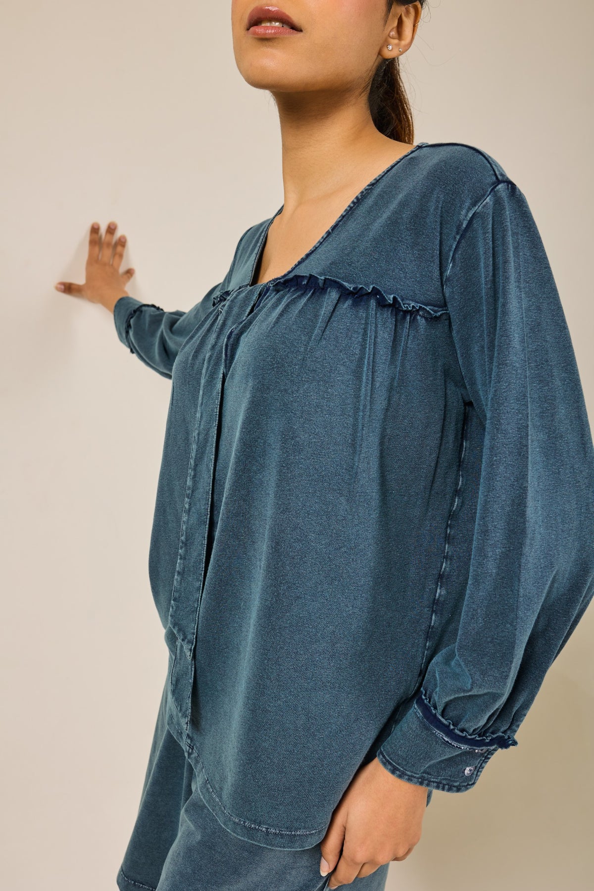 Bella Front Knot Shorts Set - Teal