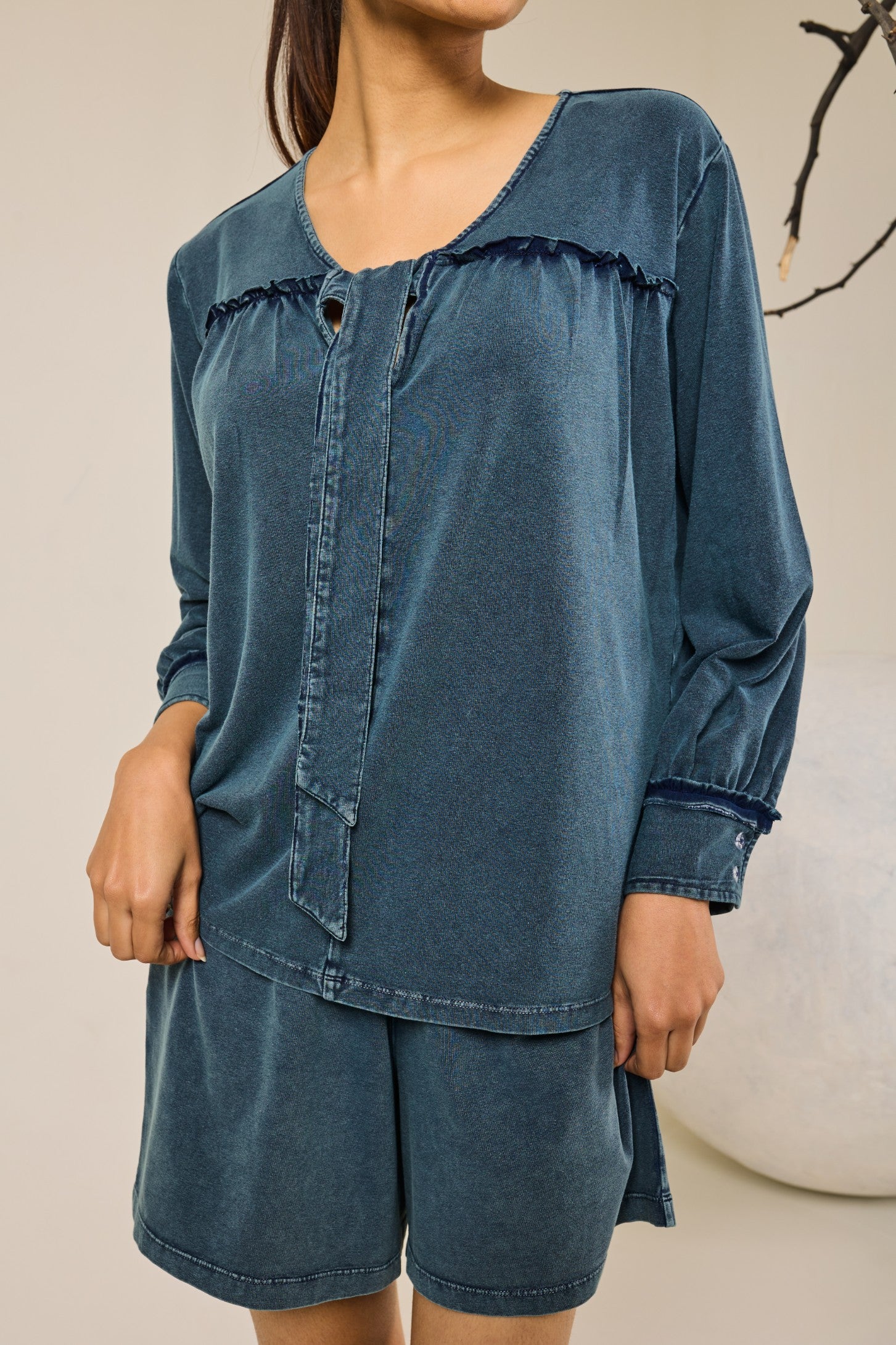 Bella Front Knot Shorts Set – Teal