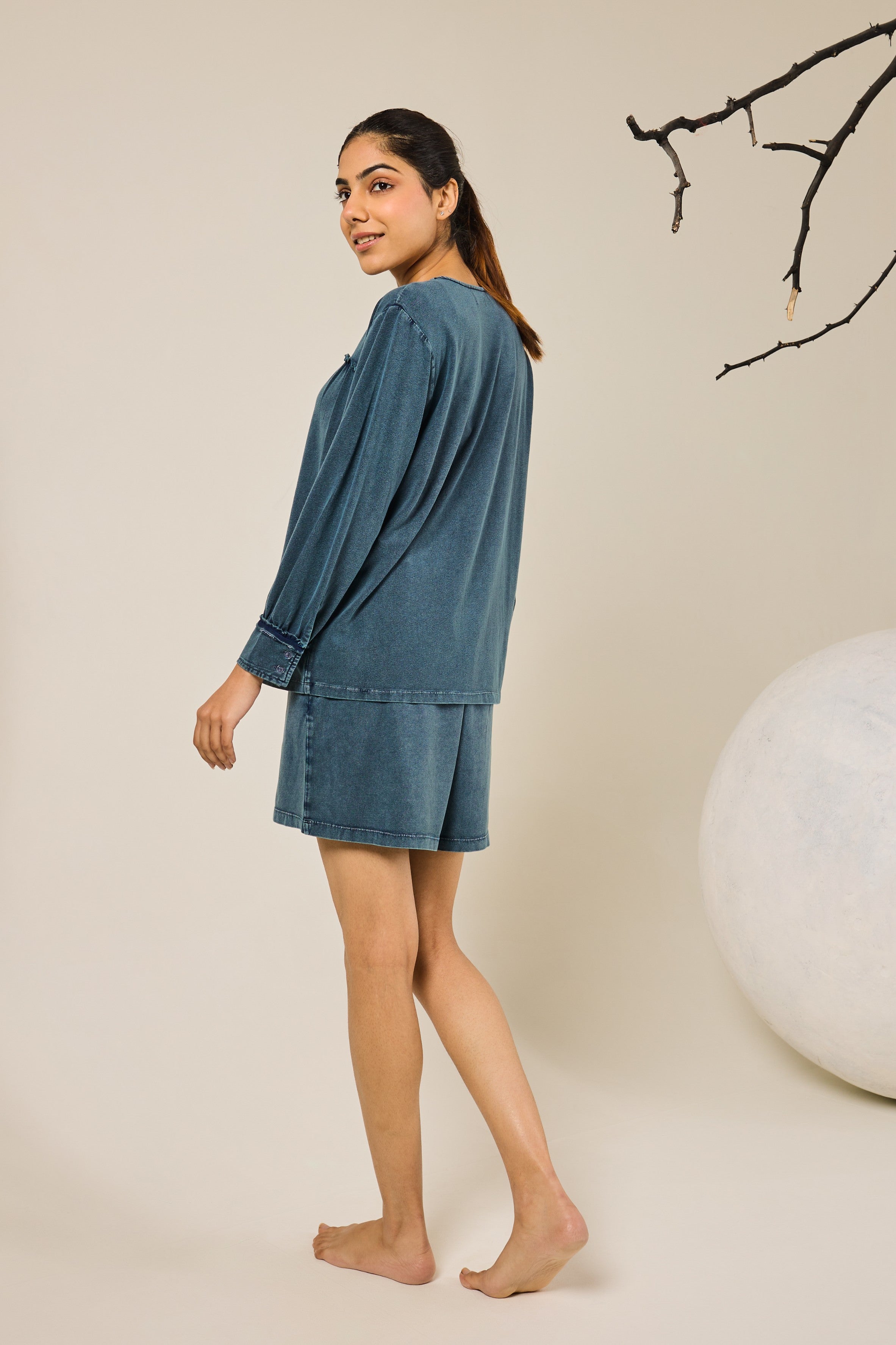 Bella Front Knot Shorts Set – Teal