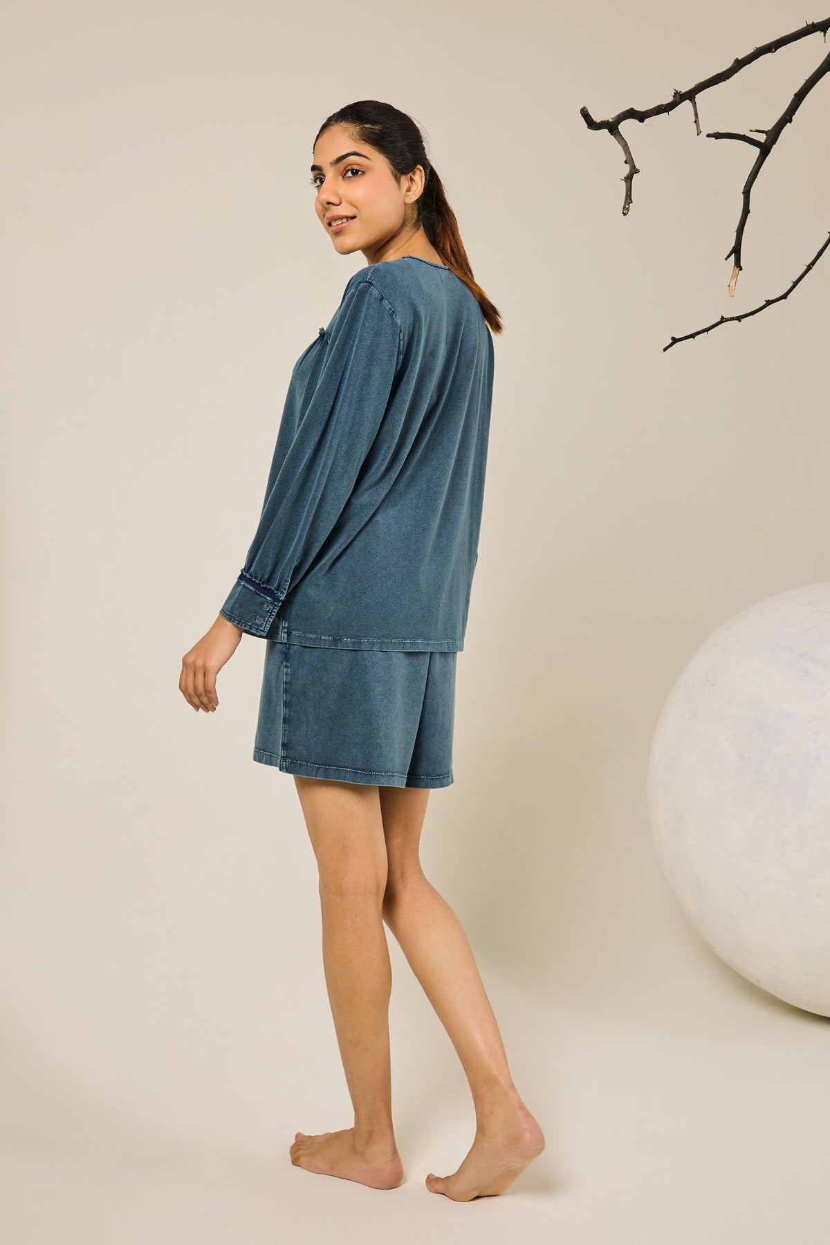 Bella Front Knot Shorts Set - Teal