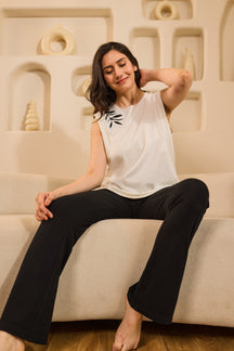 Elin Sleeveless Lounge Set - Black & White