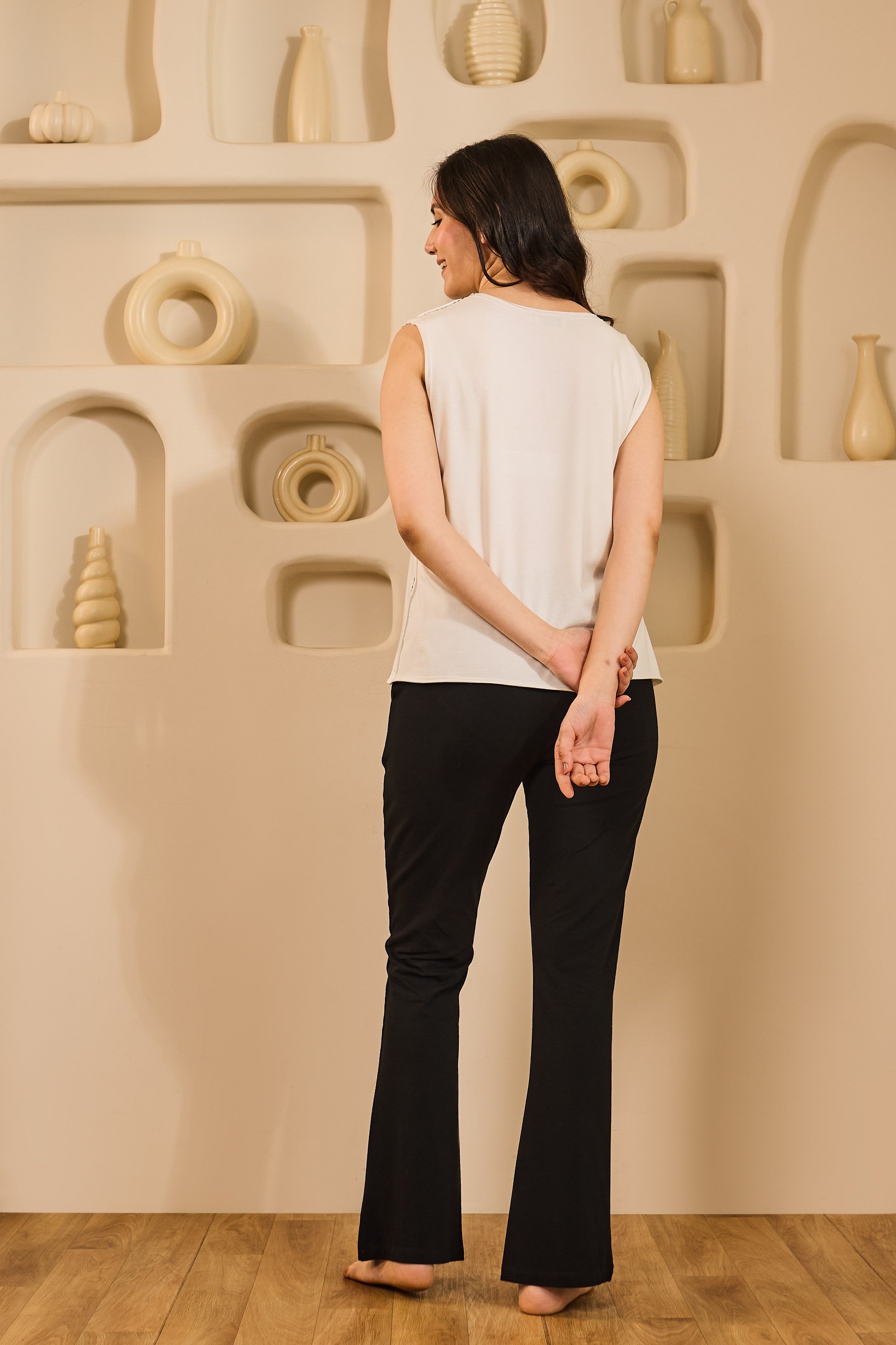 Elin Sleeveless Lounge Set - Black & White