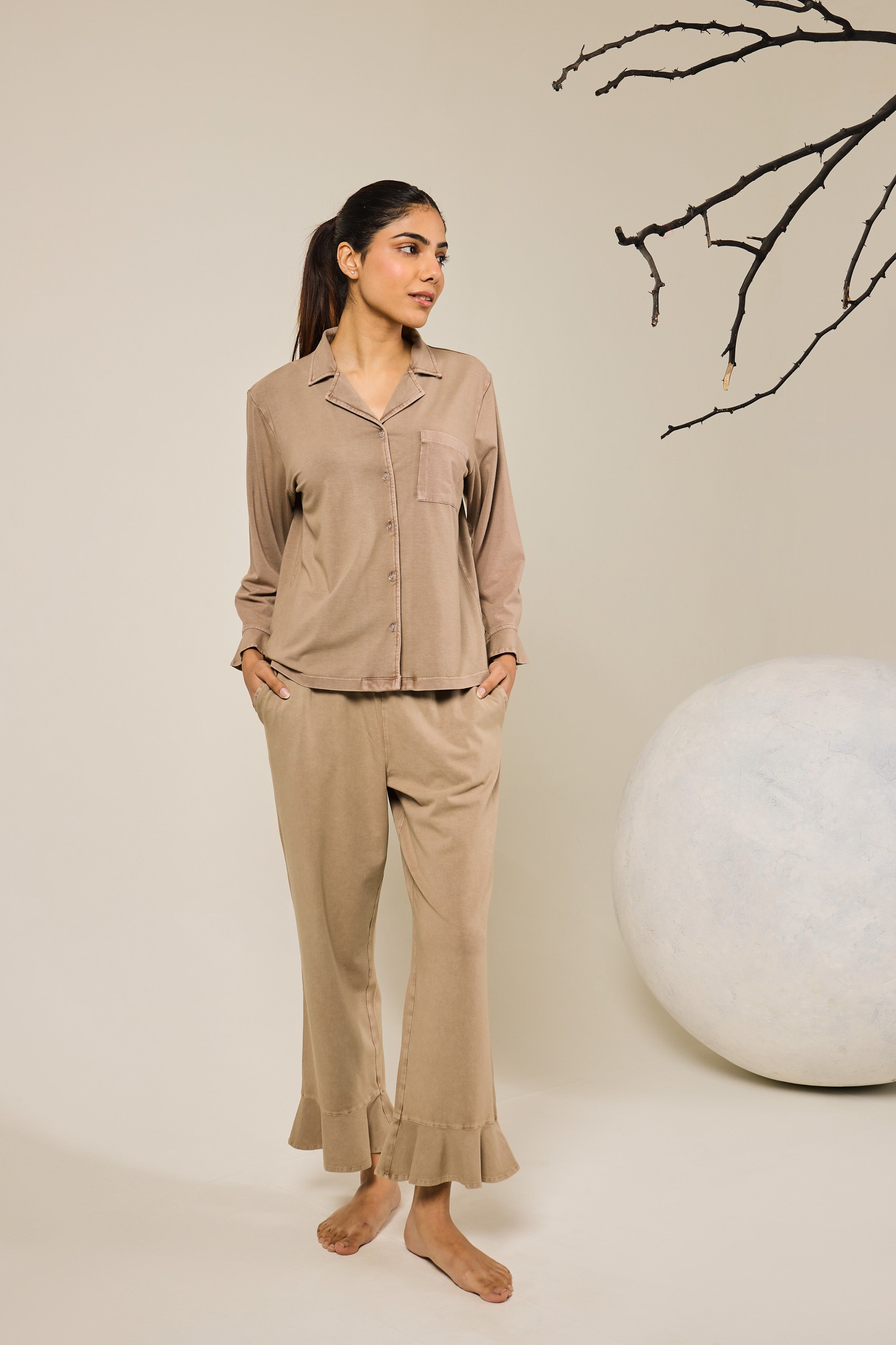 Fiona Full of Frills PJ Set - Beige