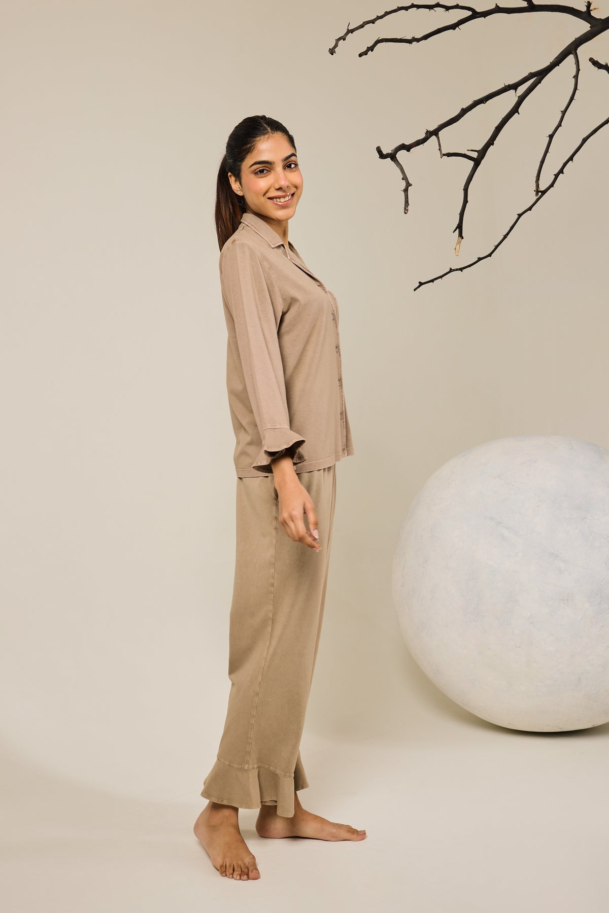 Fiona Full of Frills PJ Set - Beige