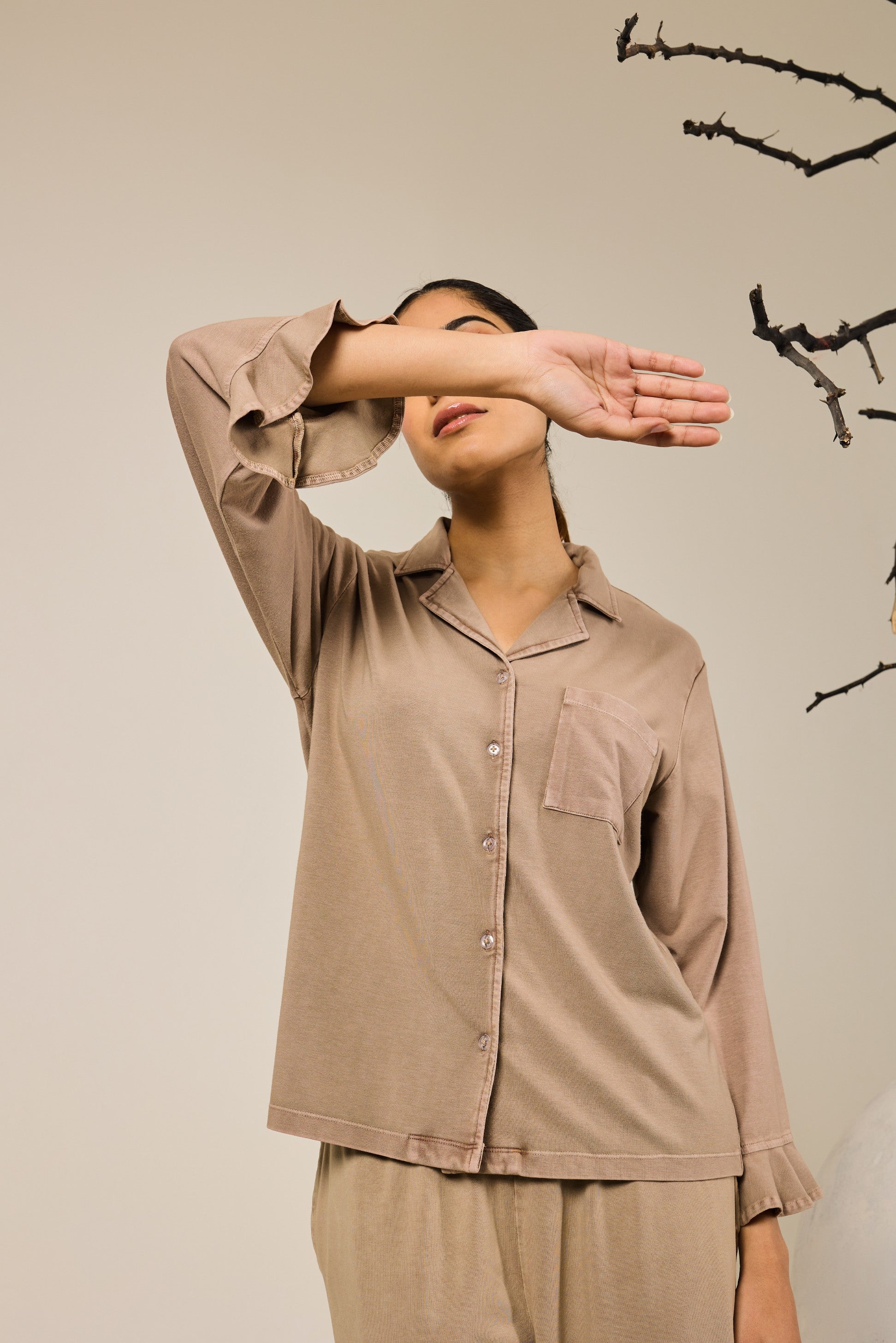 Fiona Full of Frills PJ Set - Beige