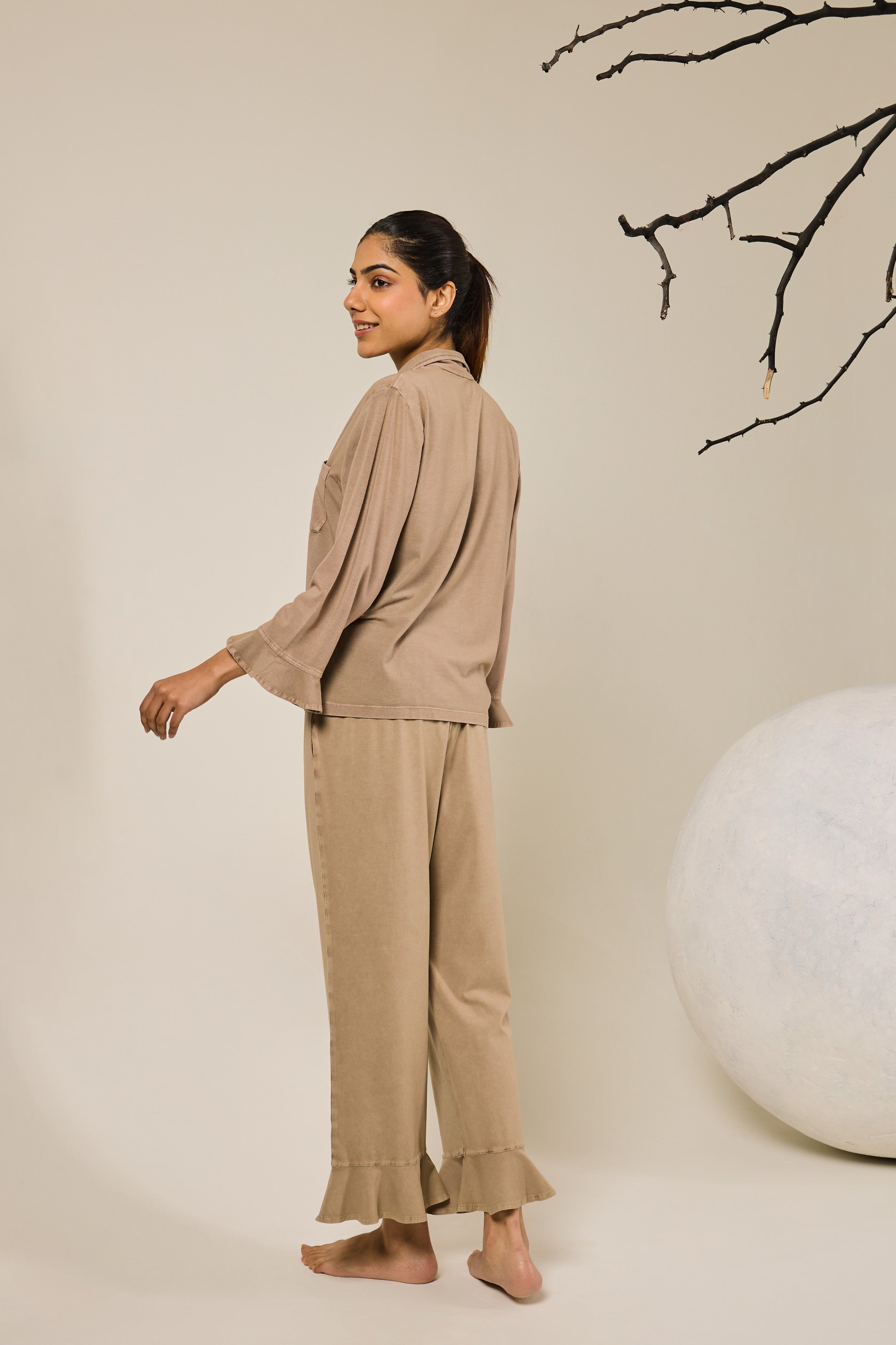 Fiona Full of Frills PJ Set - Beige