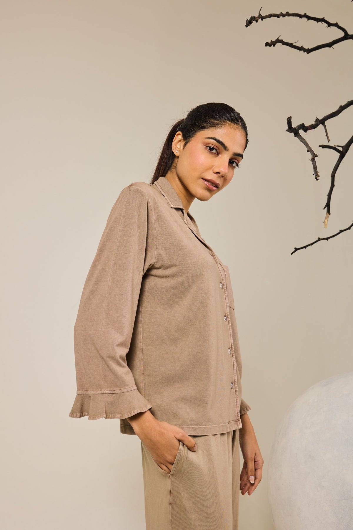 Fiona Full of Frills PJ Set - Beige