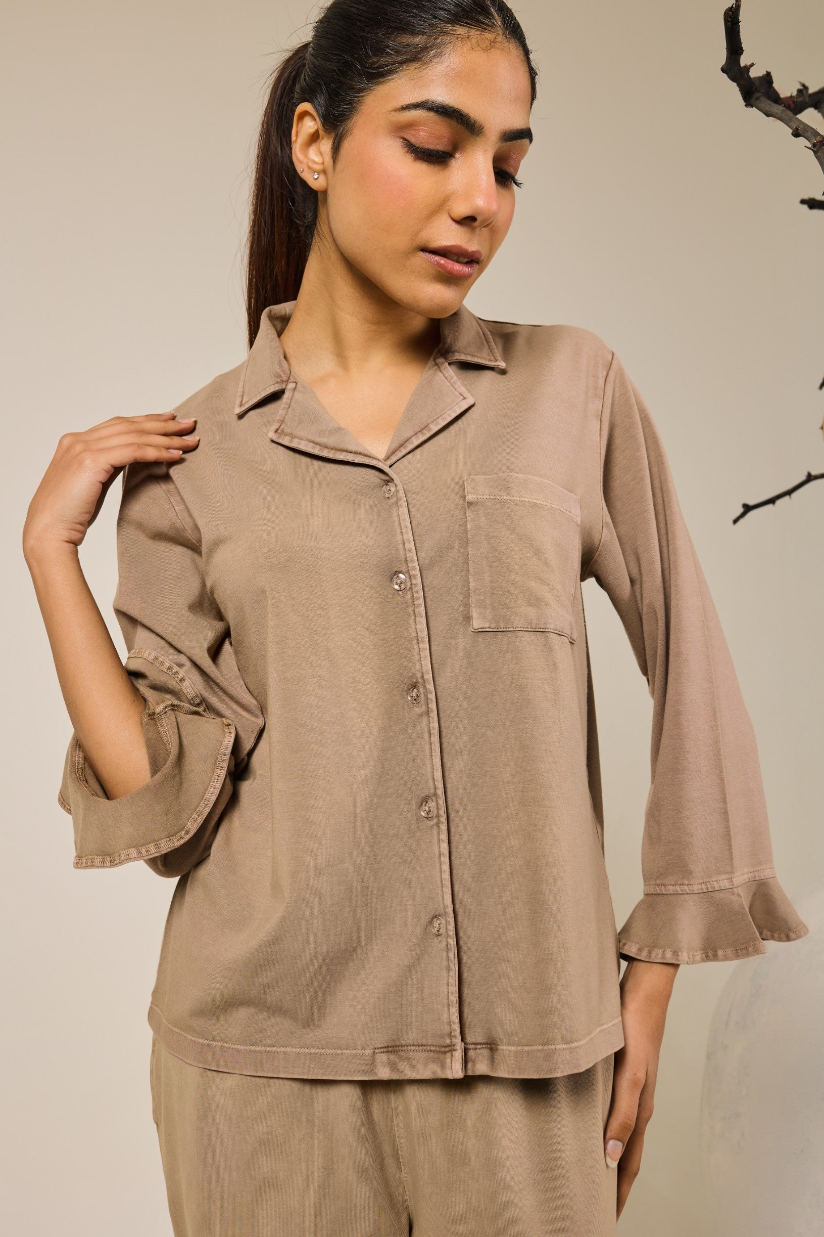 Fiona Full of Frills PJ Set - Beige