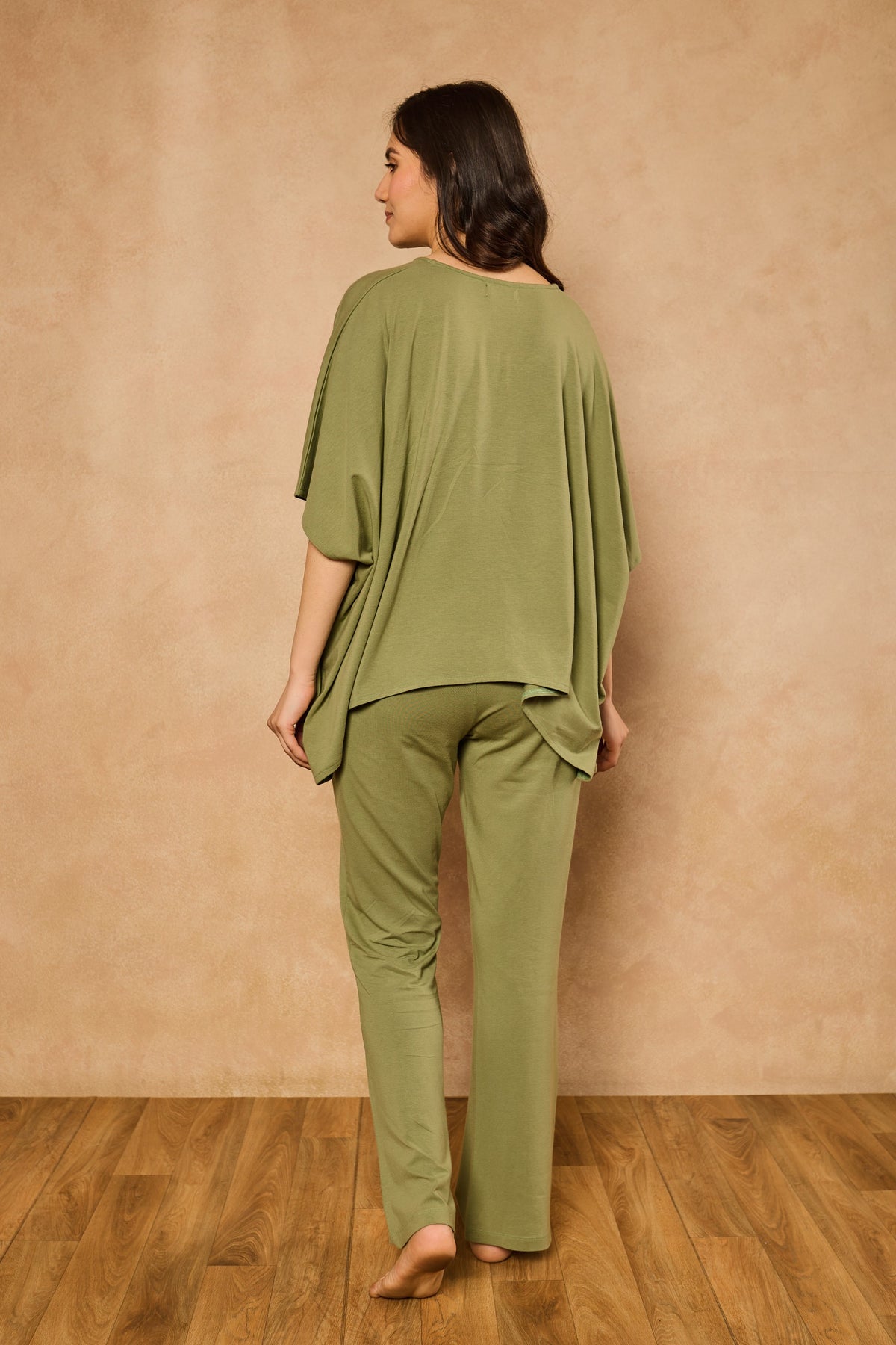 Irena Flamingo Kaftan Lounge Set - Olive