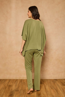 Irena Flamingo Kaftan Lounge Set - Olive