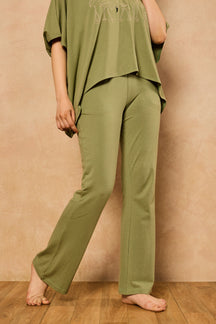 Irena Flamingo Kaftan Lounge Set - Olive