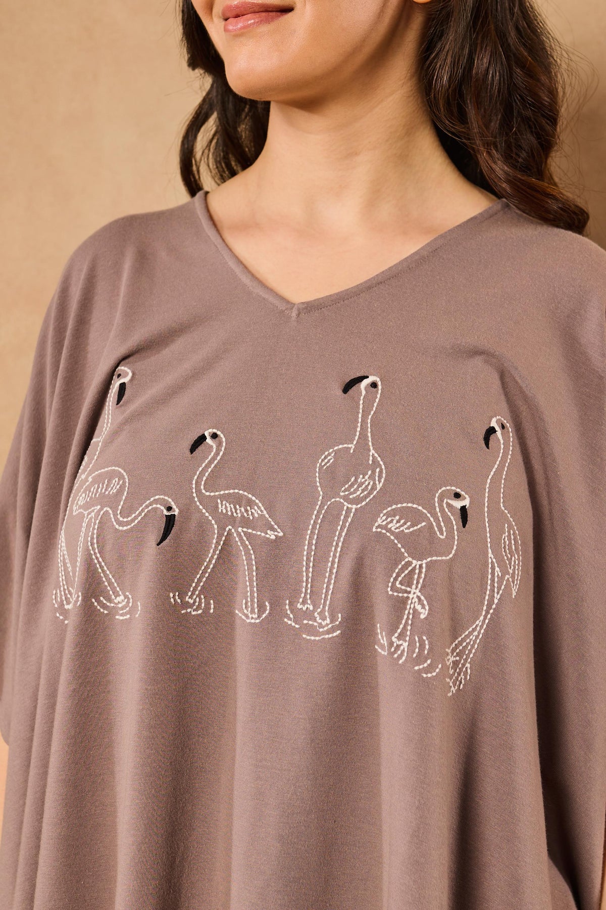 Irena Flamingo Kaftan Lounge Set ‚ Steel Gray