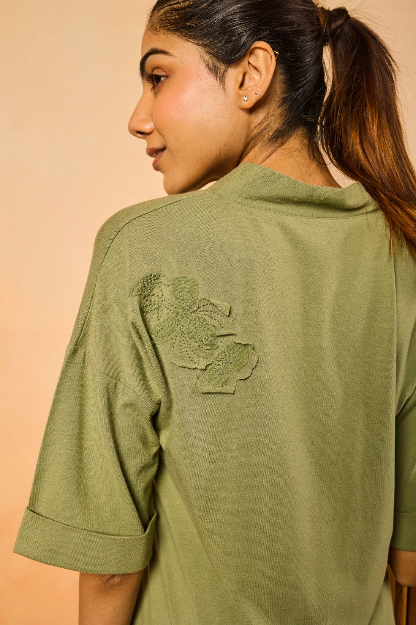 Mila V neck shorts set – Olive