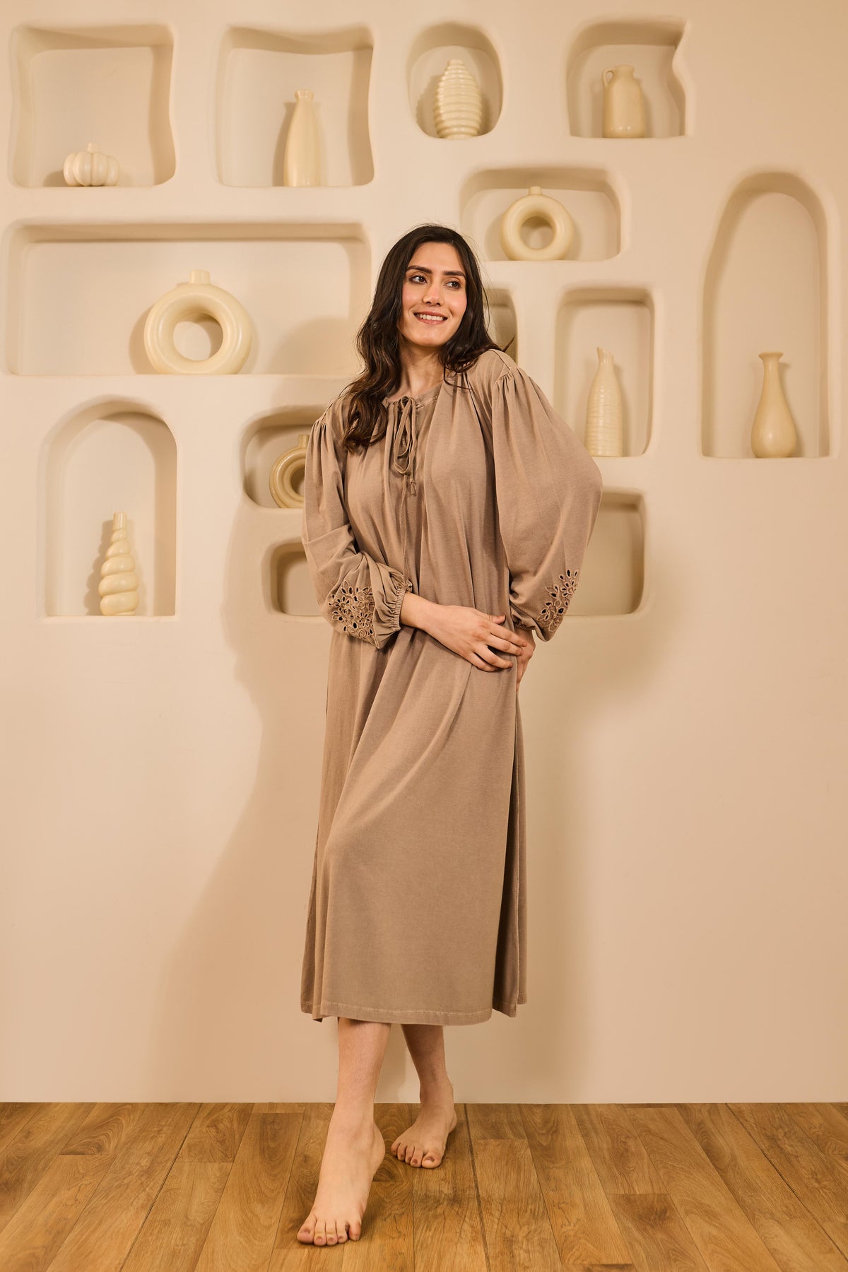 Nora Relaxed Fit Nightdress - Beige
