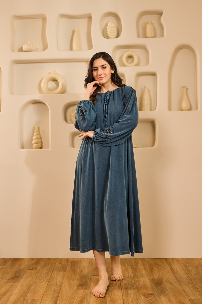 Nora Relaxed Fit Nightdress - Denim Blue